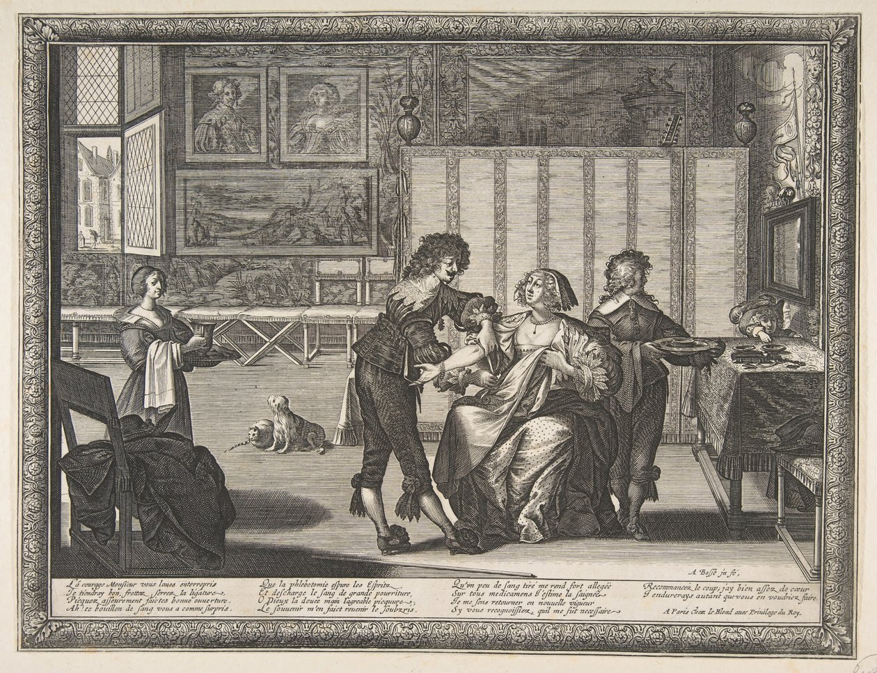 Kirurgi La Saignée, 1632. tekijältä Abraham Bosse