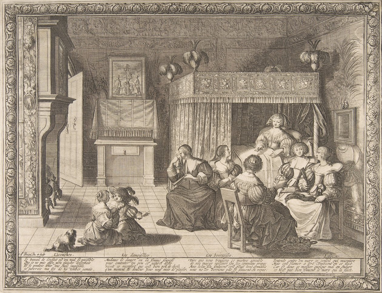 Vierailu uuden äidin luona, 1633. tekijältä Abraham Bosse