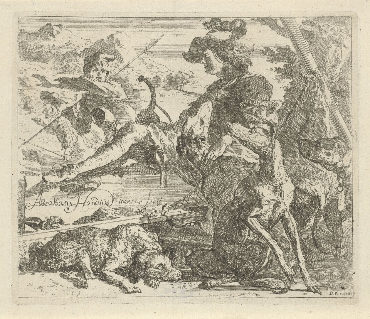 Hunter koirien kanssa Eri eläimet (sarjan nimi) tekijältä Abraham Danielsz. Hondius