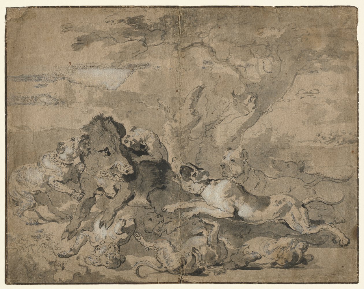 Villisian metsästys tekijältä Abraham Hondius