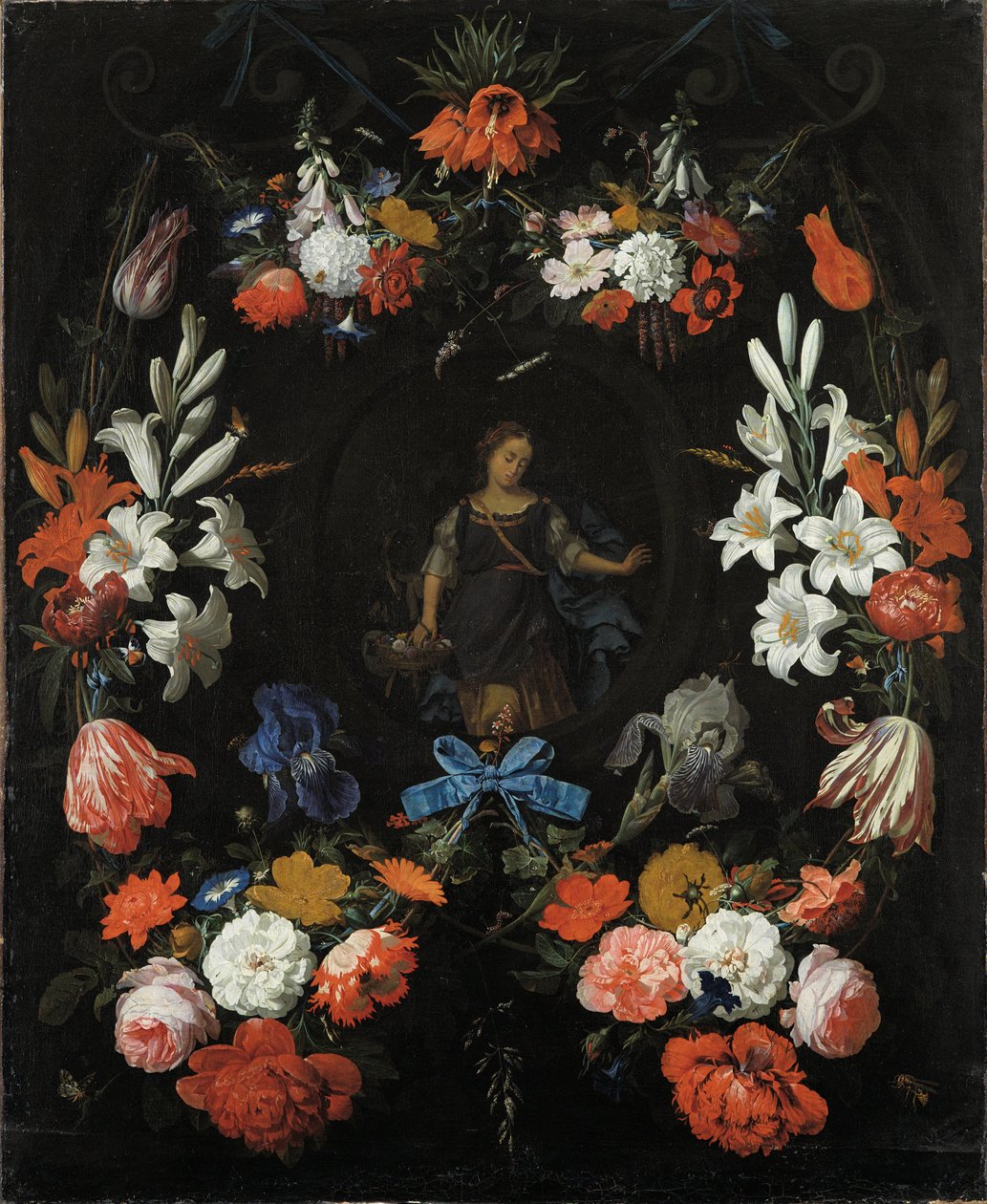 Kukkien seppele, noin 1675 tekijältä Abraham Mignon