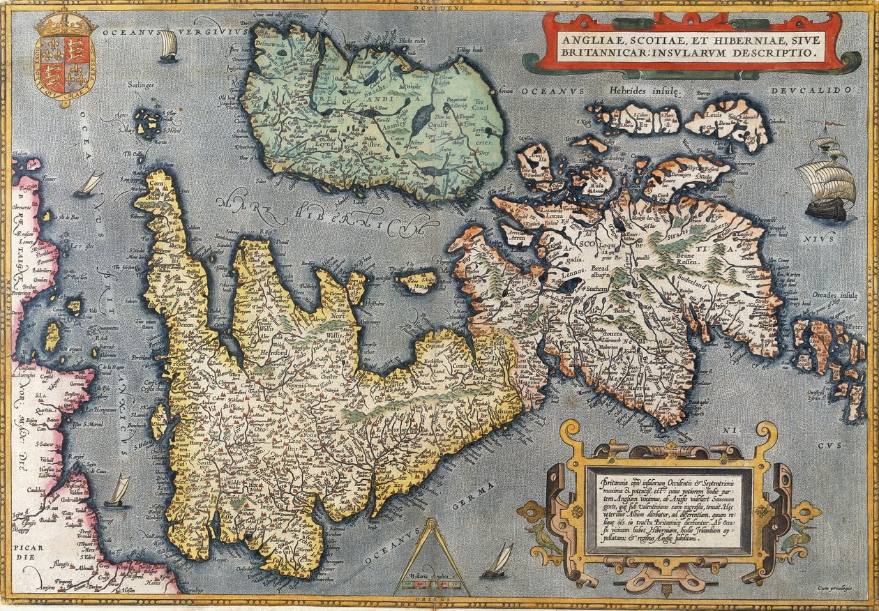 Ison-Britannian kartta, 1587 tekijältä Abraham Ortelius
