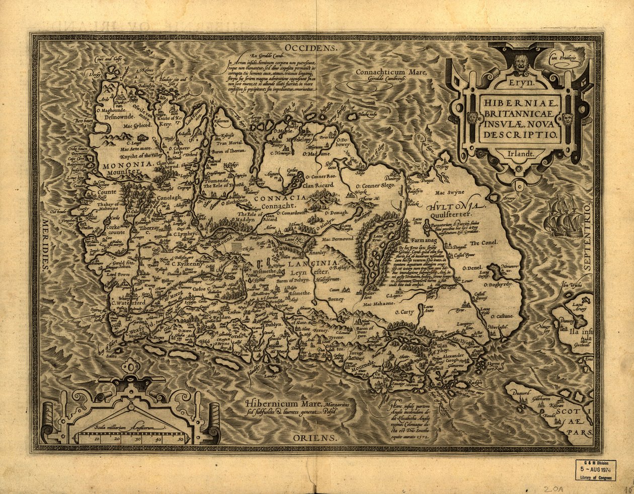Hiberniae, Britannicae Insvlae nova descripto. LOC 99466749 tekijältä Abraham Ortelius
