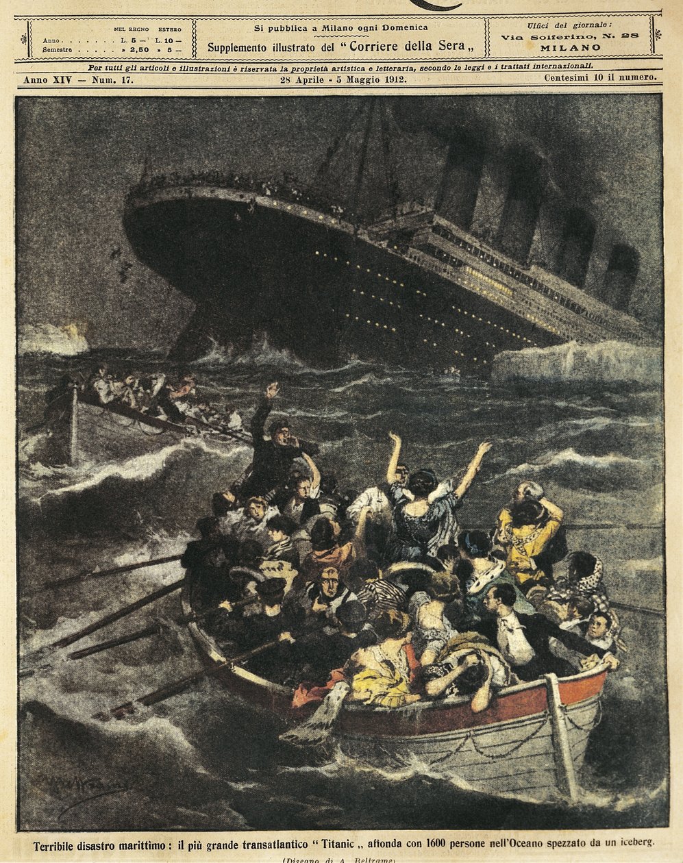 Iso-Britannia, Titanic-matkustaja-aluksen uppoaminen tekijältä Achille Beltrame