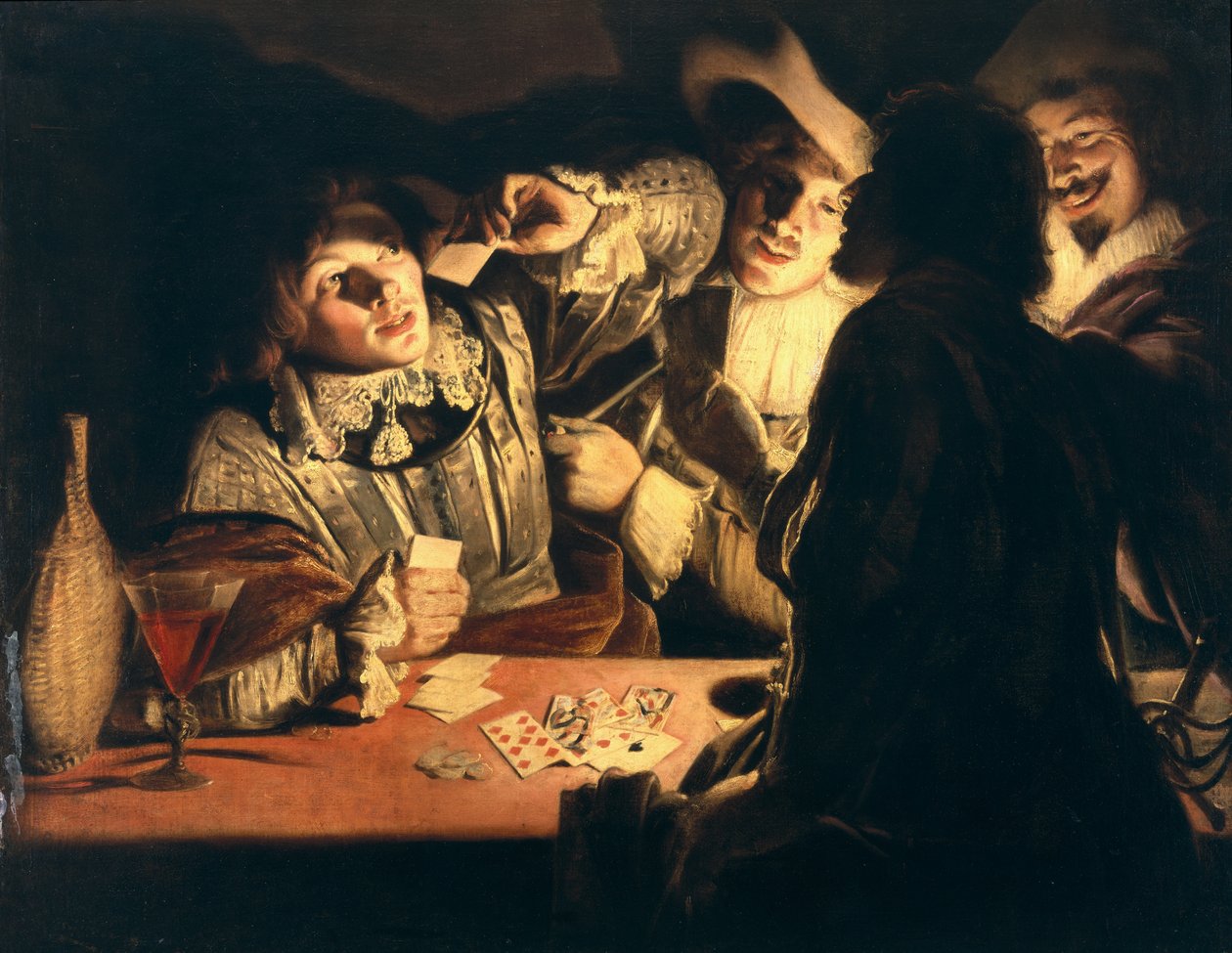 Kortinpelaajat, noin 1620-luku tekijältä Adam de Coster