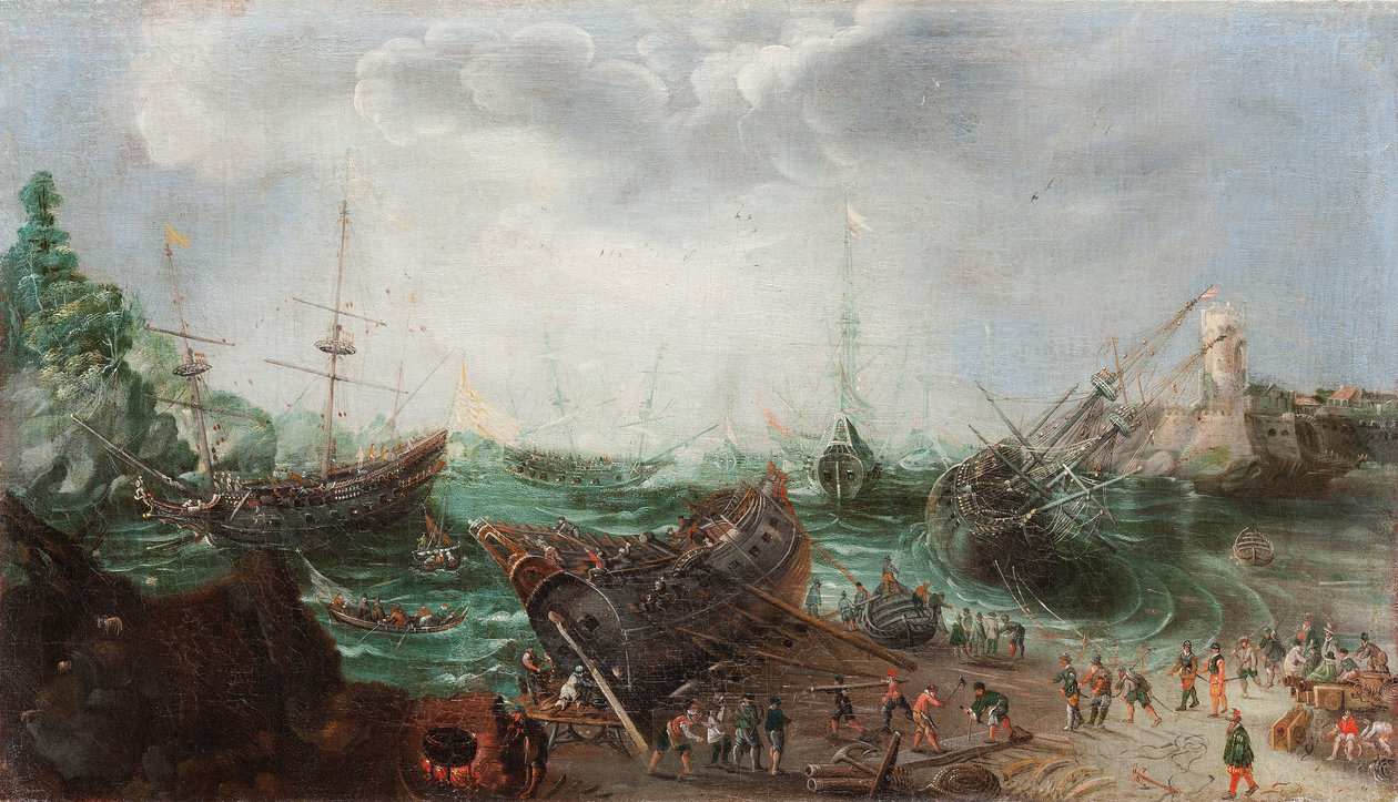 Satamakohtaus, n. 1615 tekijältä Adam Willaerts