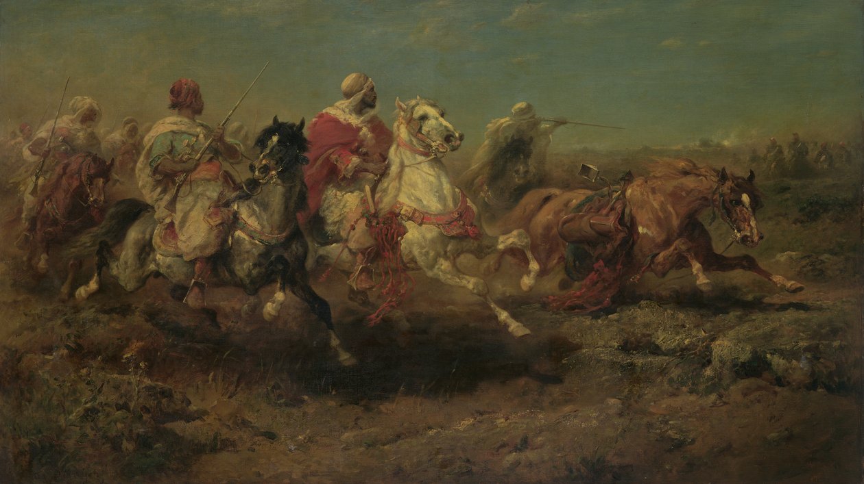 The Attack (öljy pellavalle) tekijältä Adolf Schreiyer