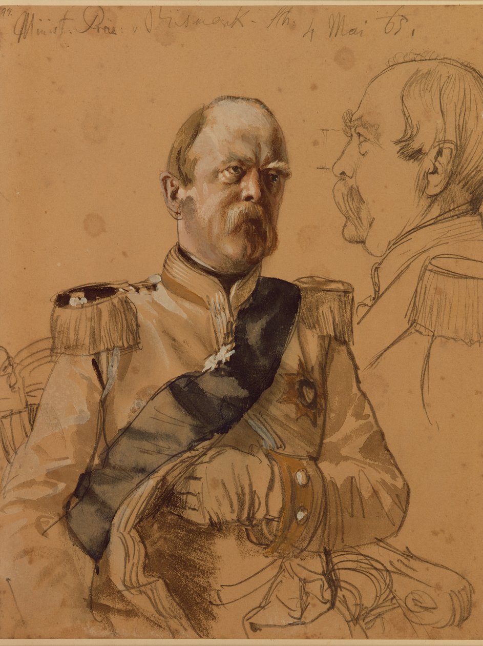 Prinssi Otto von Bismarck, 1865 (kynä ja pesu paperille) tekijältä Adolph Menzel
