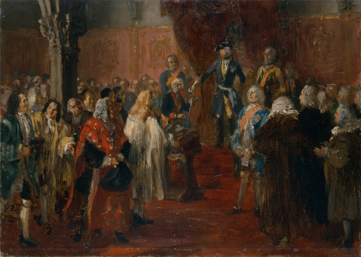 Sleesian kunnianosoitus kohtaus, 1855 tekijältä Adolph Menzel