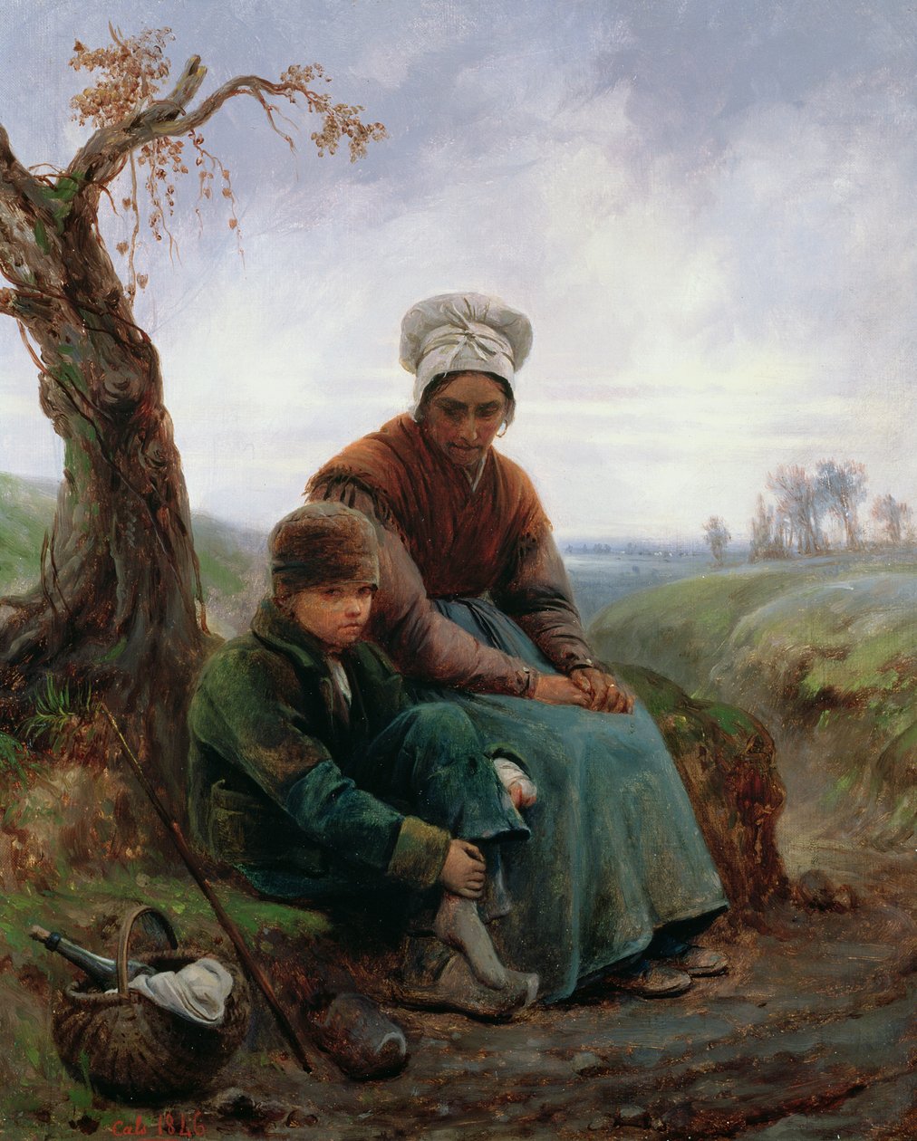 Talonpoikaisnainen ja poika, 1846 tekijältä Adolphe Felix Cals