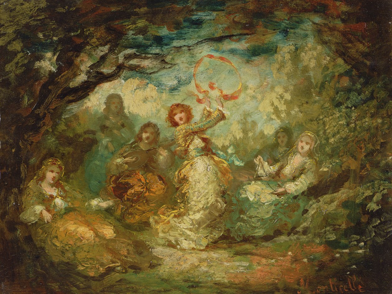 Mustalaiset tanssivat, 1800-luku tekijältä Adolphe Joseph Thomas Monticelli
