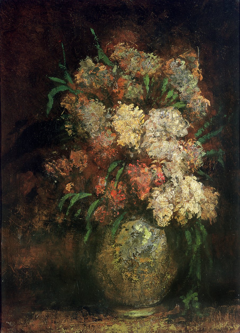 Kukkamaljakko, noin 1870-75 tekijältä Adolphe Joseph Thomas Monticelli