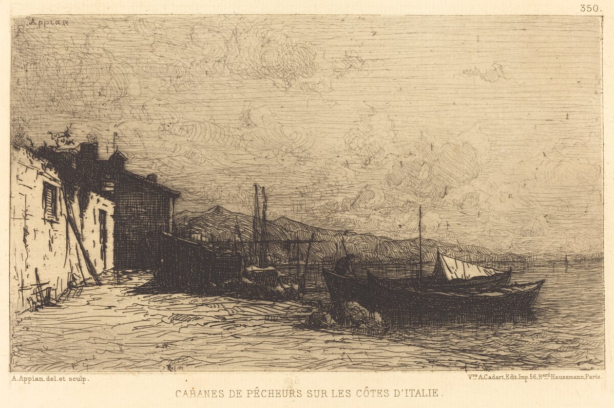 Kalastajan mökit Italian rannikolla tekijältä Adolphe Appian