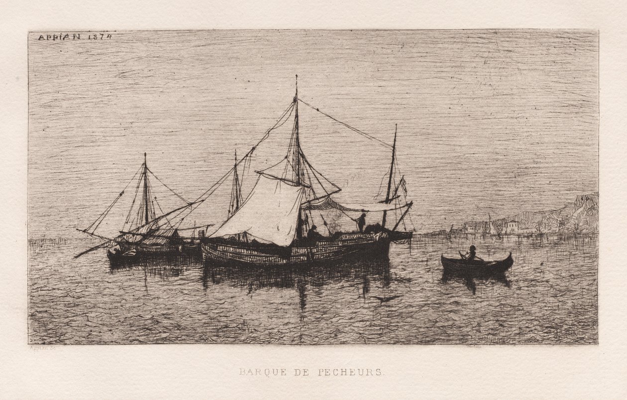 KalastusveneCoastal Shipping Boat Italian Coast..., 1874. tekijältä Adolphe Appian