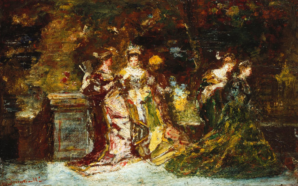 Fete Galante, n. 1870 tekijältä Adolphe Joseph Thomas Monticelli