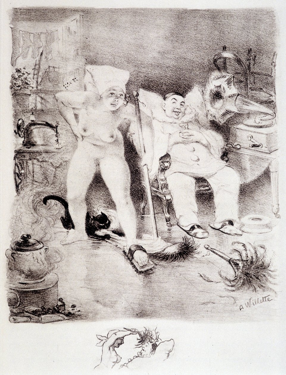 Laiskuus - piirustus Willette tekijältä Adolphe Leon Willette