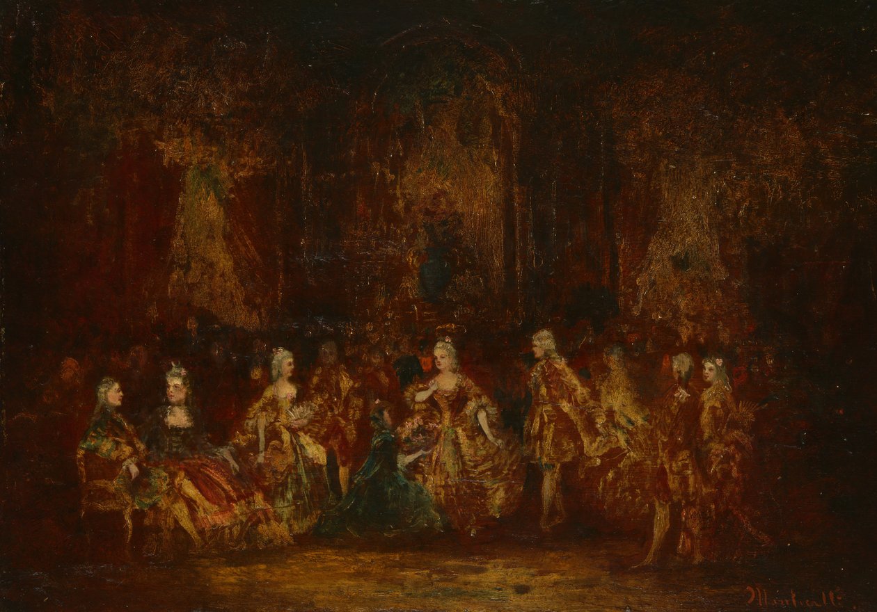 Henkilöt Louis XV -asuissa, n. 1880. tekijältä Adolphe Monticelli