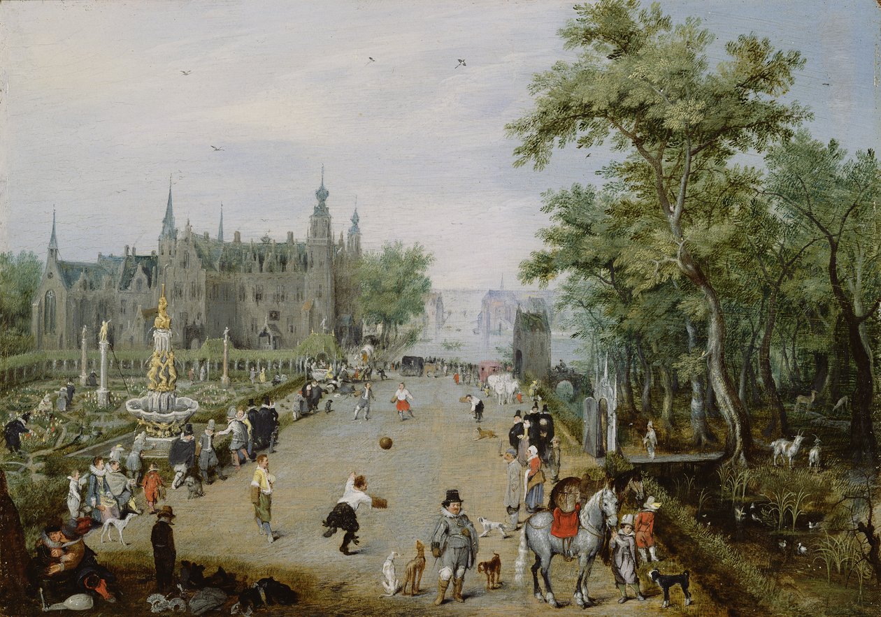 Jeu de Paume ennen maalaispalatsia, n. 1614 tekijältä Adriaen Pietersz van de Venne