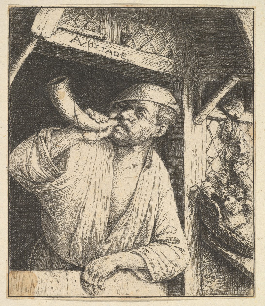 Baker Blowing Horn, 1610-85. tekijältä Adriaen Jansz. van Ostade
