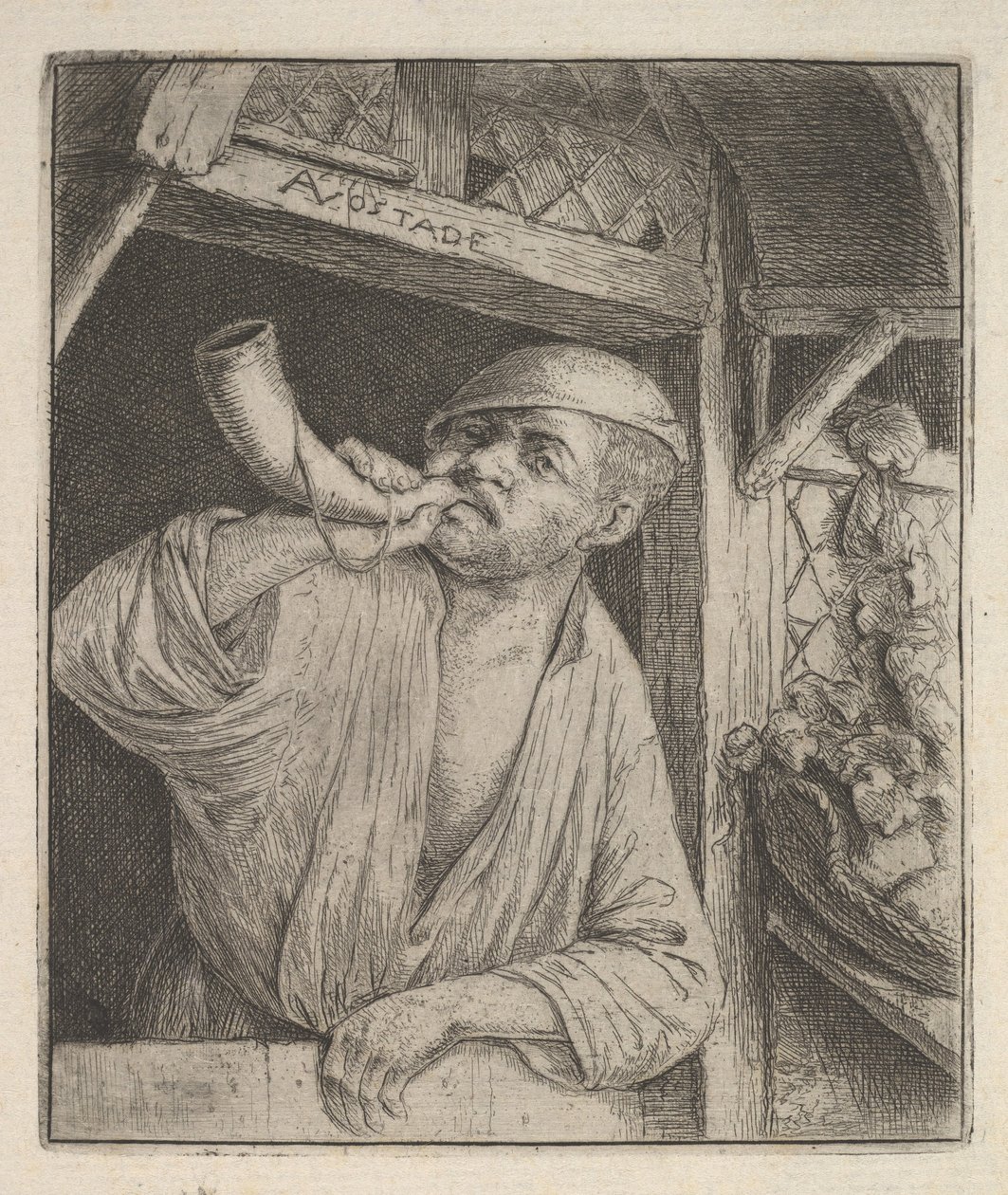 Baker Blowing Horn, 1610-85. tekijältä Adriaen Jansz. van Ostade