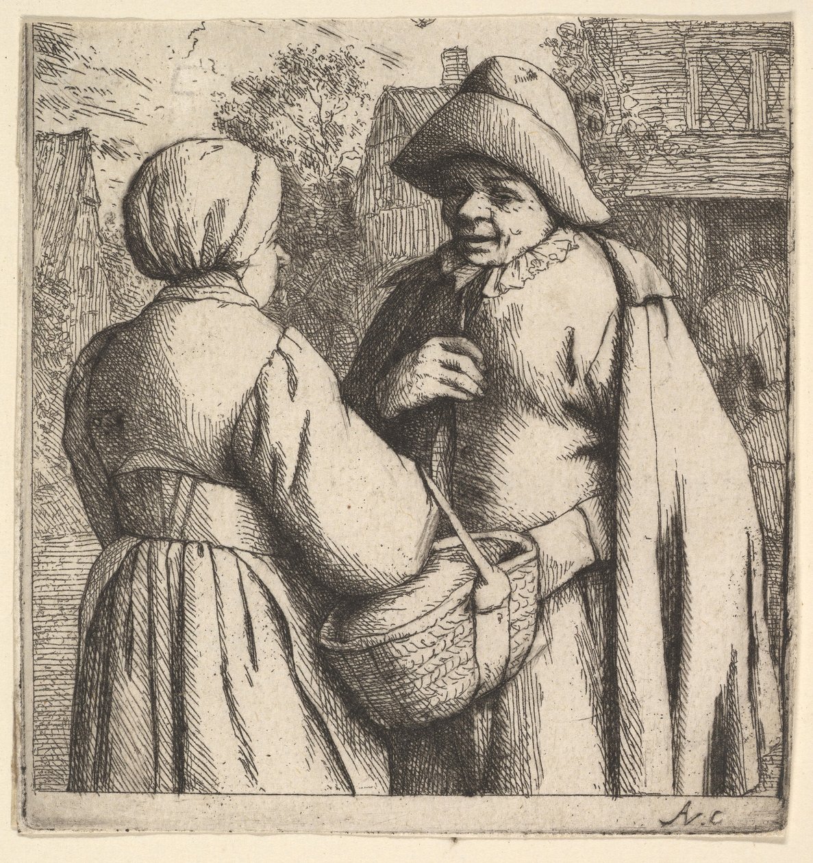 Keskustelu kadulla, 1610-85. tekijältä Adriaen Jansz. van Ostade