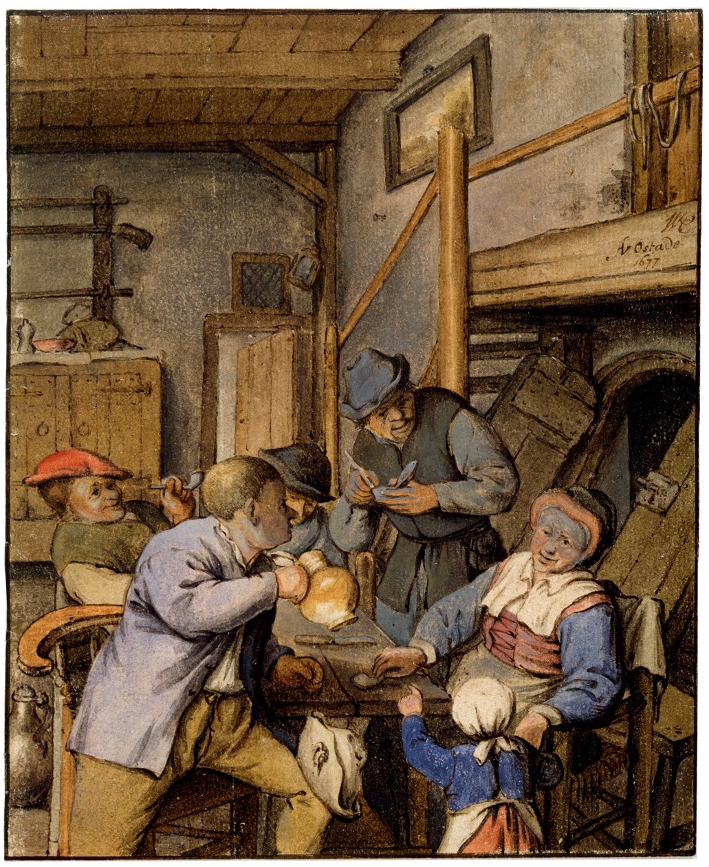 Tavernassa, 1677. tekijältä Adriaen Jansz. van Ostade