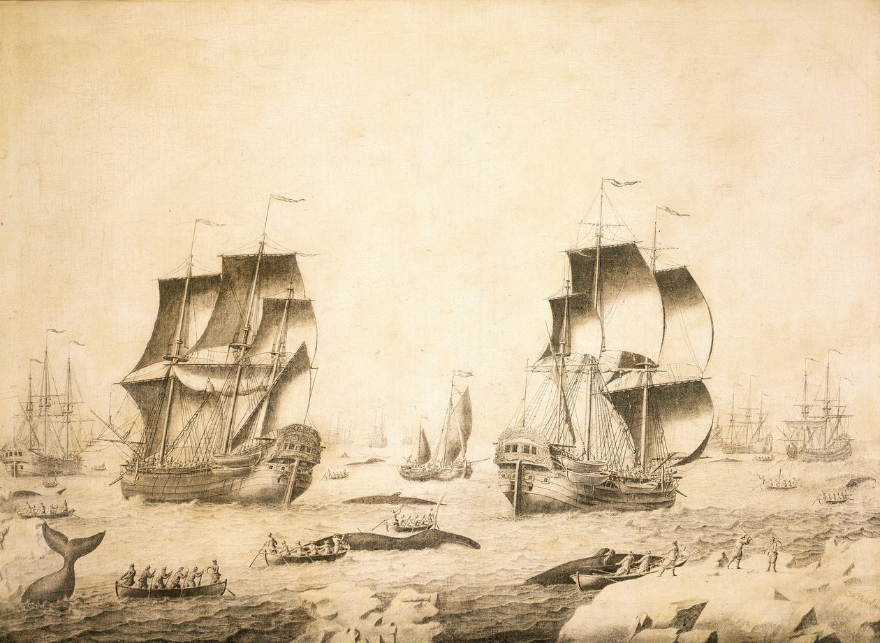Valaanpyytäjät jäällä tekijältä Adriaen or Abraham Salm
