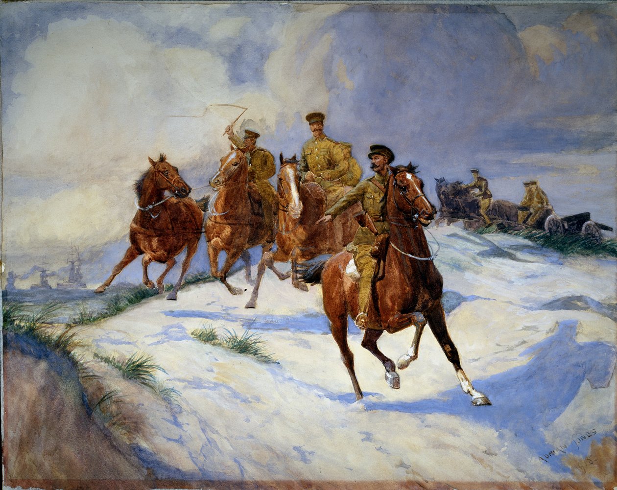 Tykistö dyynillä, Flanderi, 1915 tekijältä Adrian Jones
