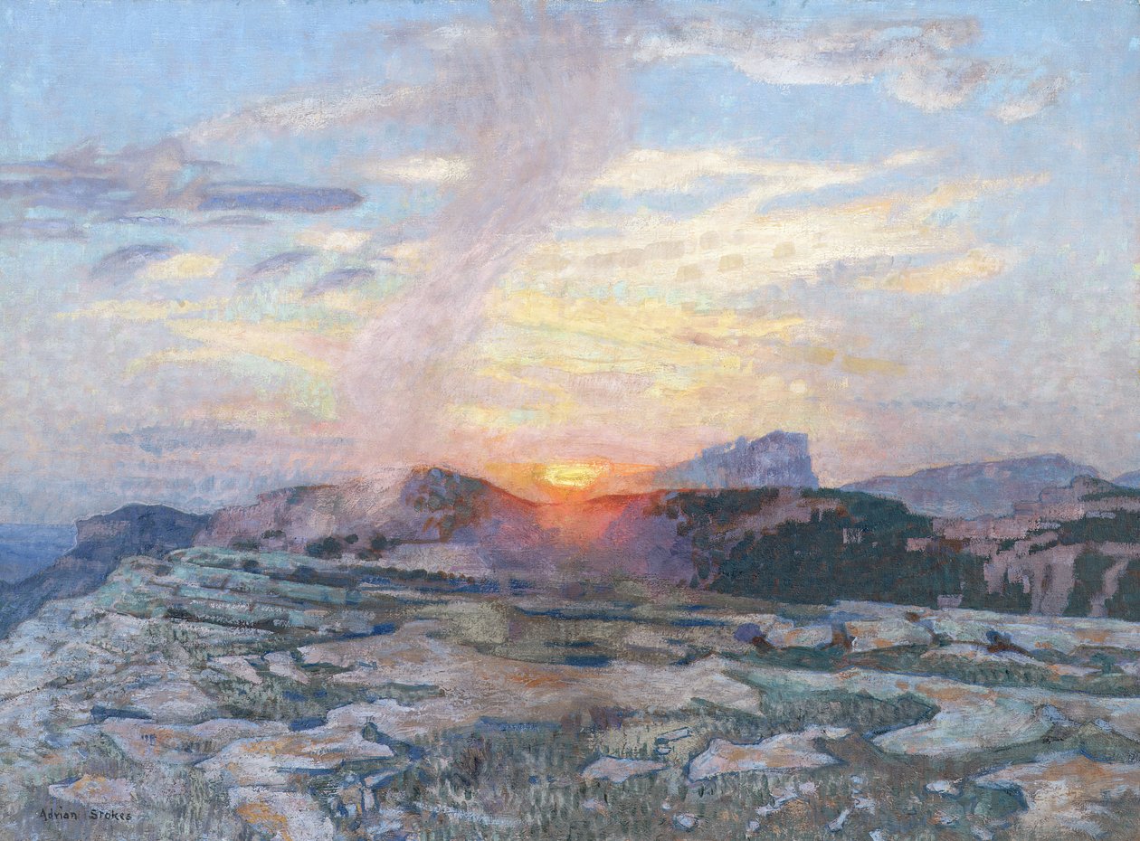 Auringonlasku Provencessa, noin 1927 tekijältä Adrian Scott Stokes