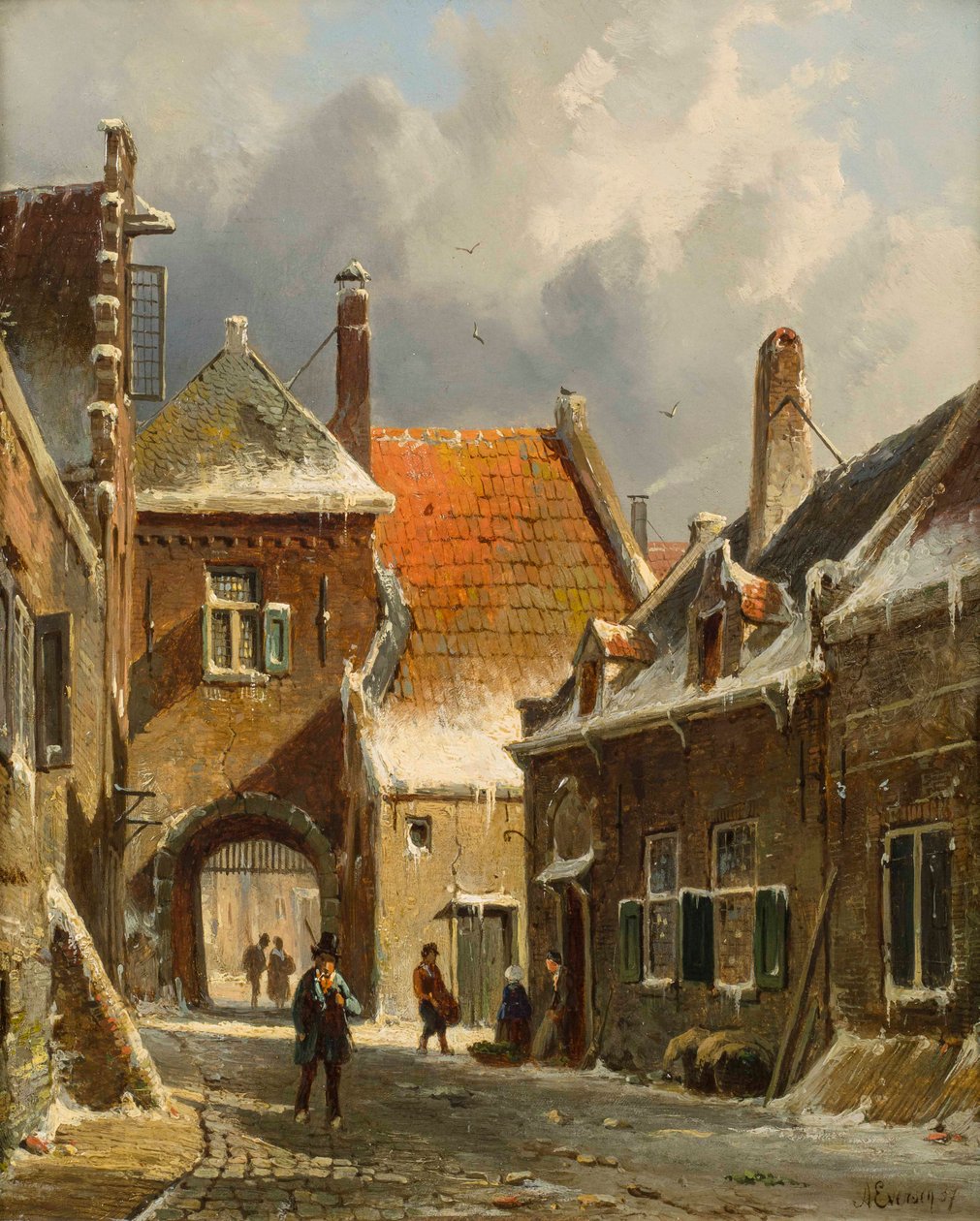 Talvikatukohtaus, 1800-luku tekijältä Adrianus Eversen