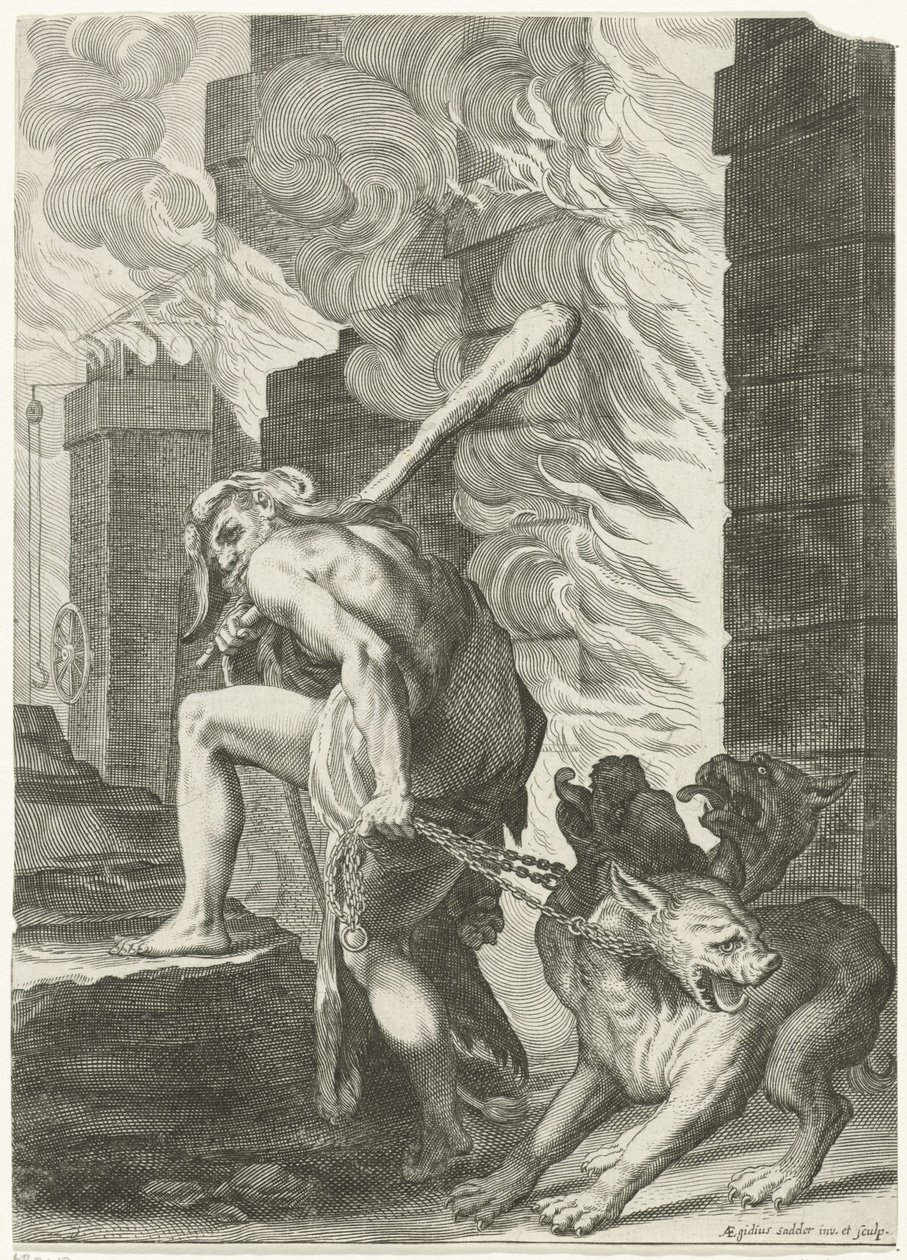 Hercules en Cerberus tekijältä Egidius  Sadeler (II)