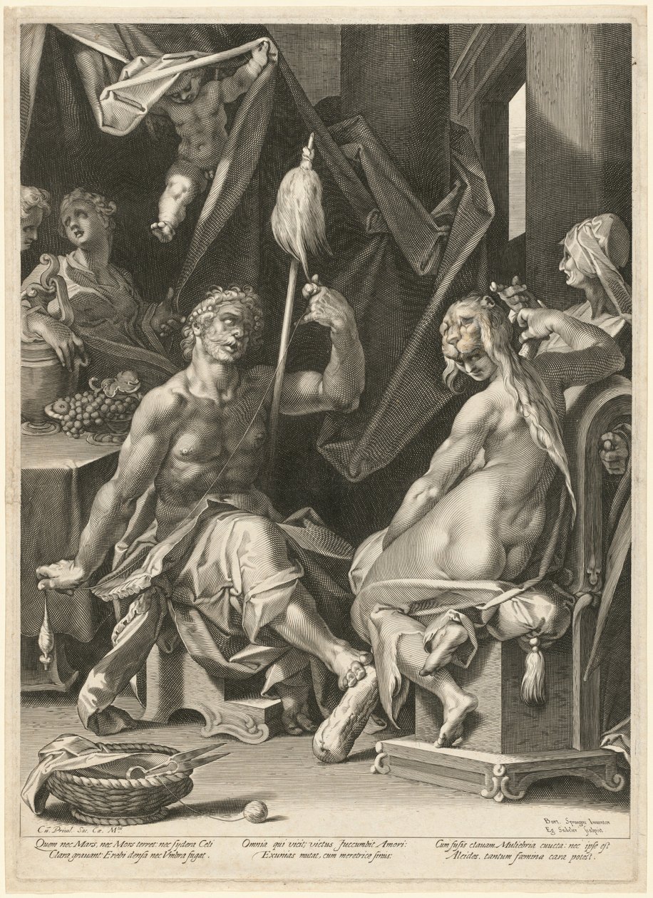 Hercules ja Omphale tekijältä Aegidius Sadeler II, after Bartholomaeus Spranger