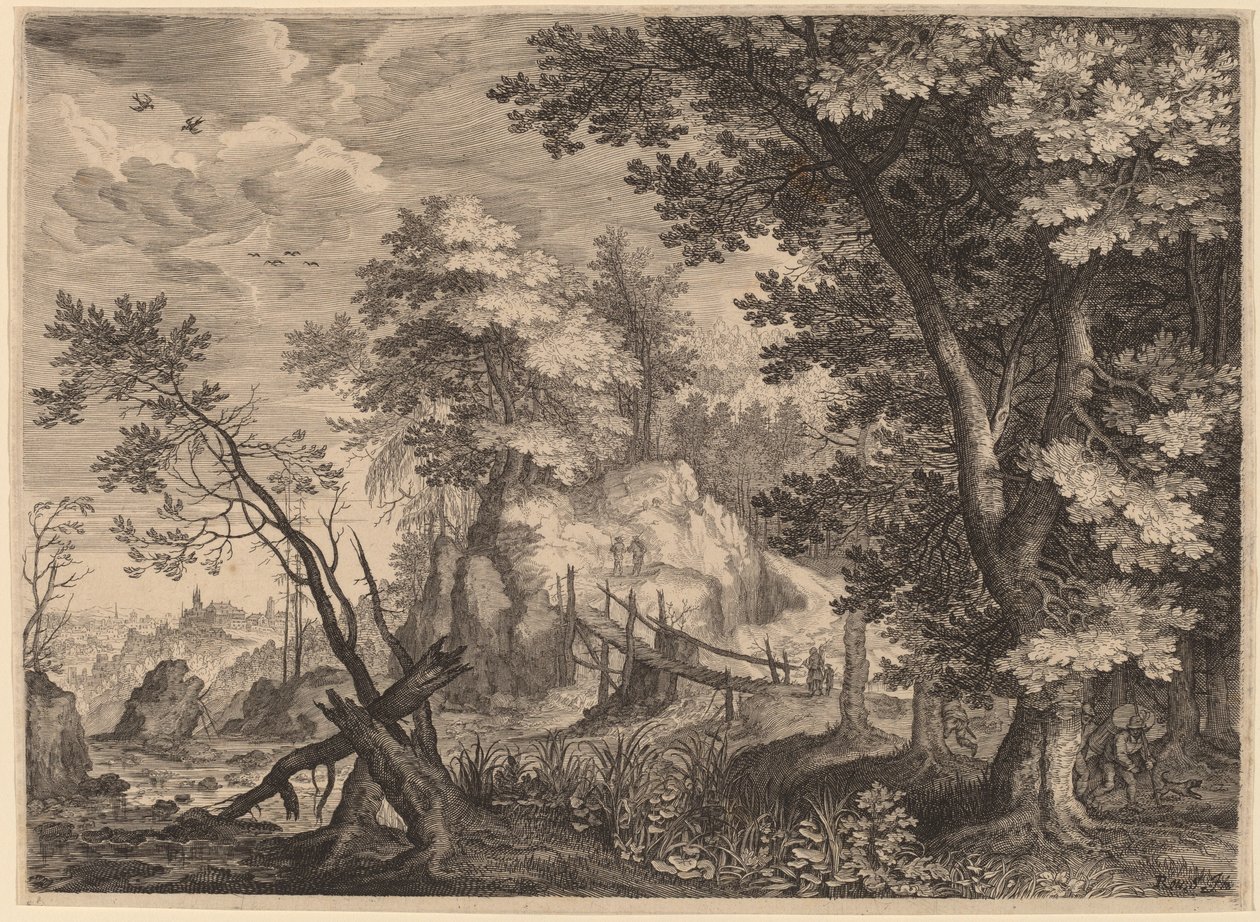 Metsäkohtaus tekijältä Aegidius Sadeler II after Roelandt Savery