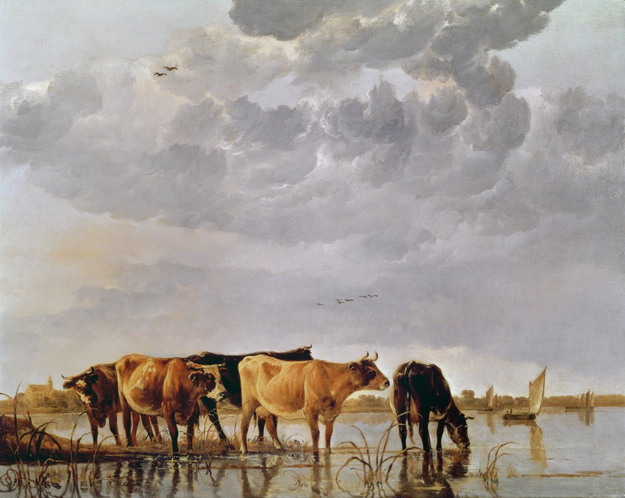 Lehmät joessa, noin 1650 tekijältä Aelbert Cuyp