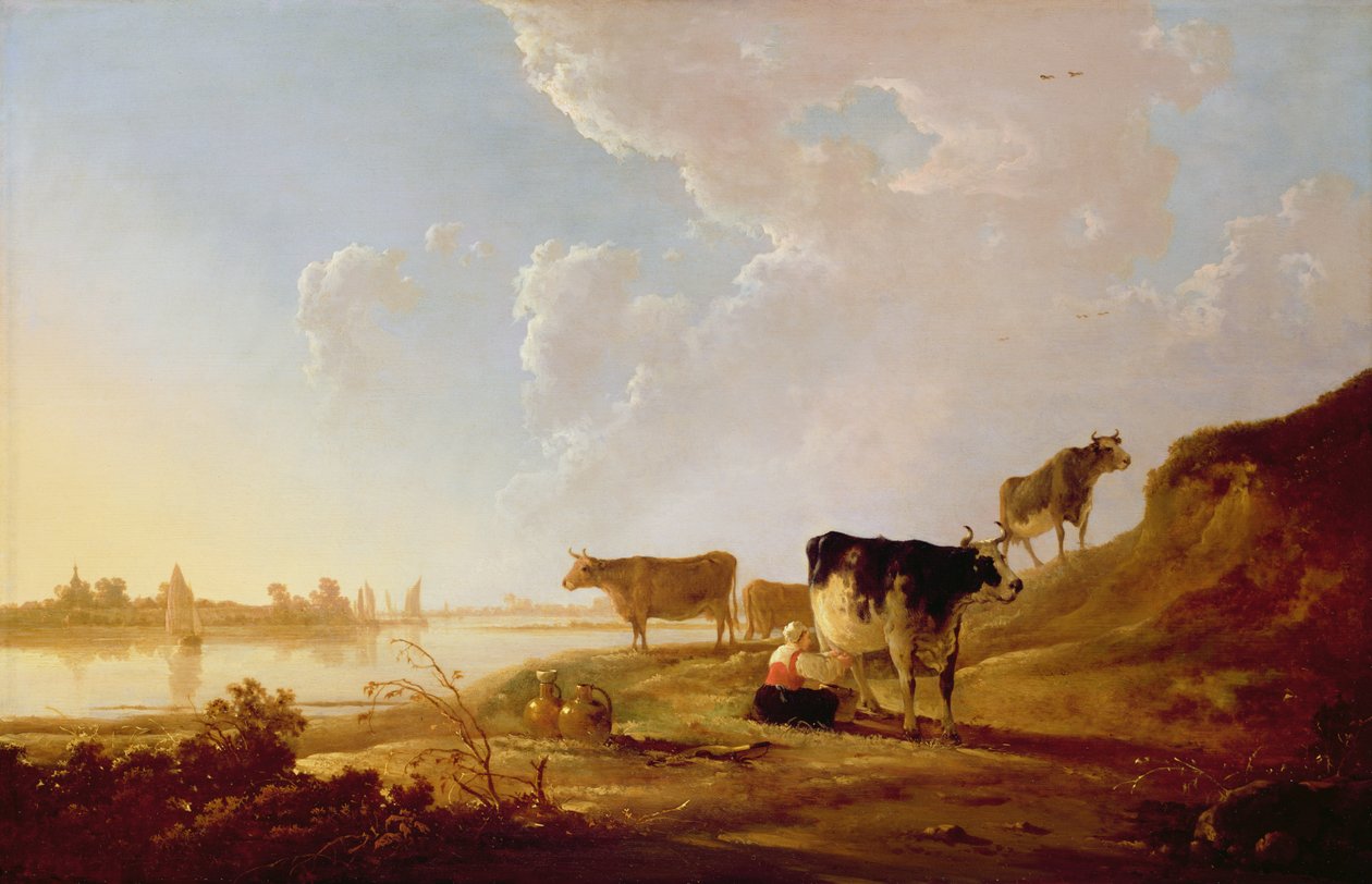 Lehmät lähellä jokea tekijältä Aelbert Cuyp