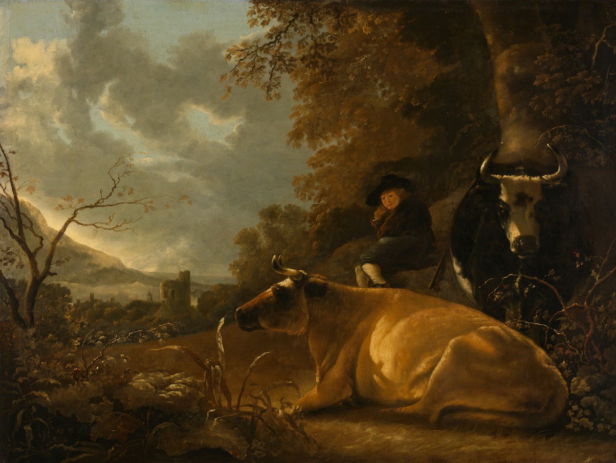 Landschap met koeien en herdersjongen tekijältä Aelbert Cuyp