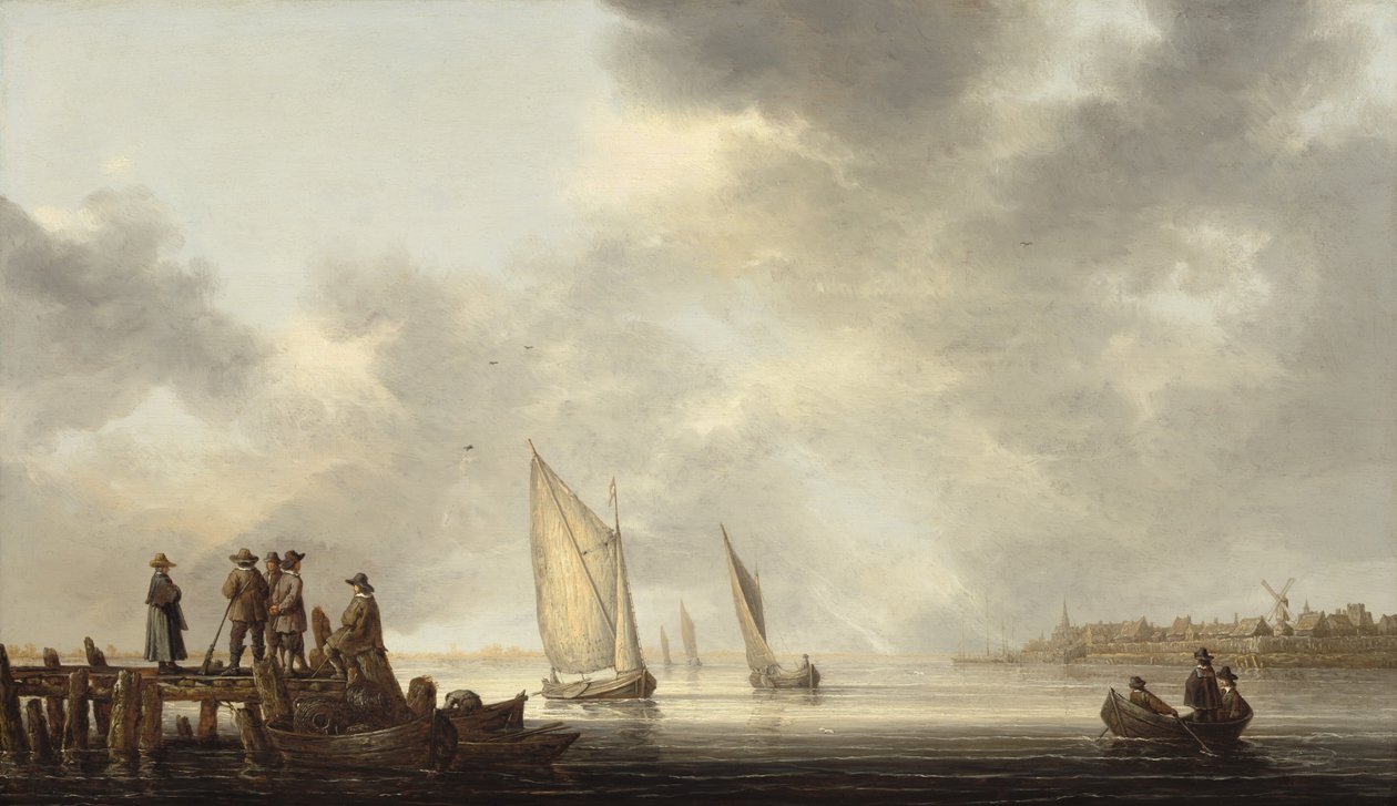 Dordrechtiin päin avautuva laituri, 1640-luvun alku. tekijältä Aelbert Cuyp