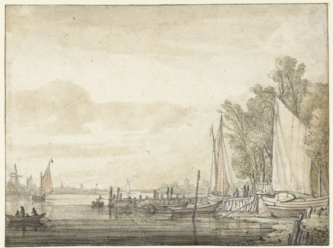 Veneitä joen laiturilla tekijältä Aelbert Cuyp