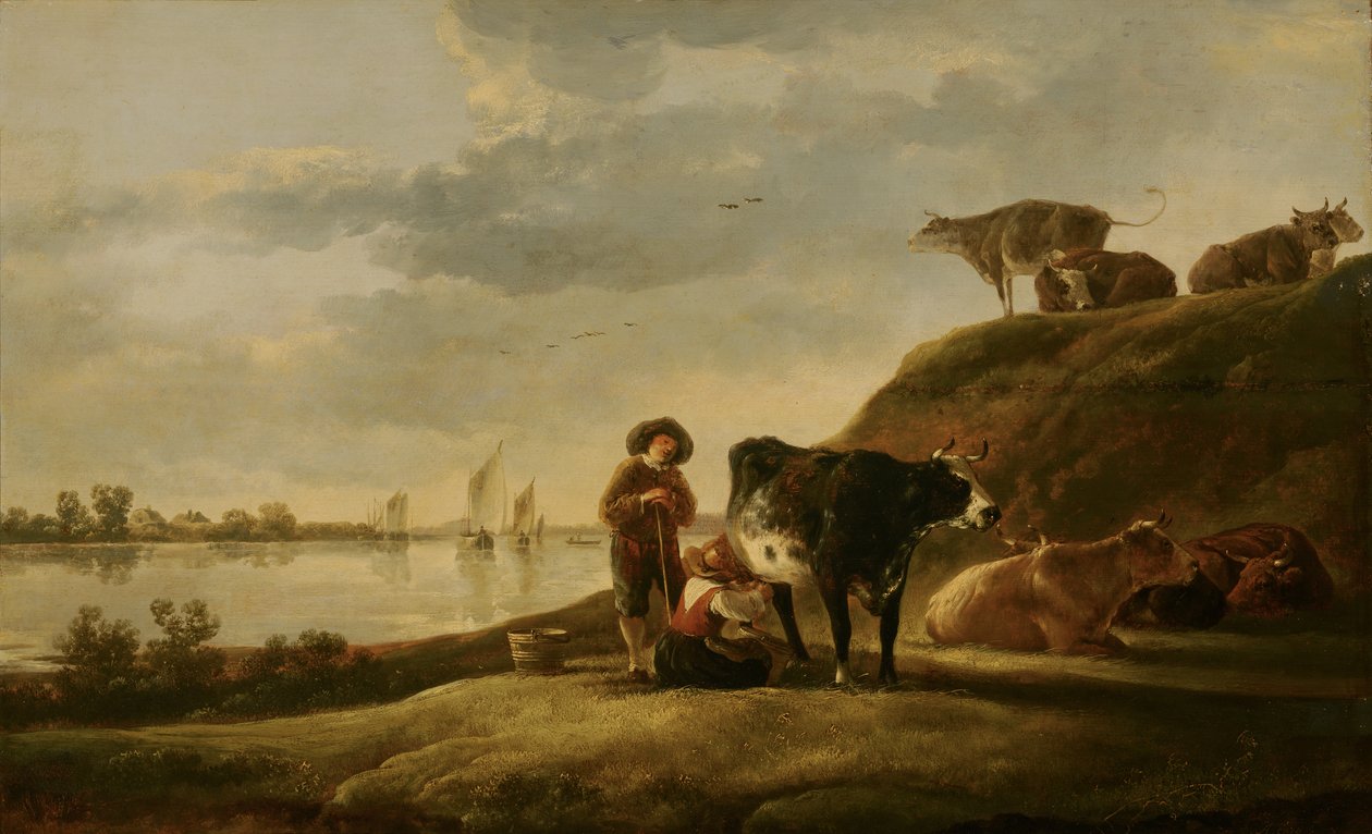 Karjaa joen rannalla tekijältä Aelbert Cuyp