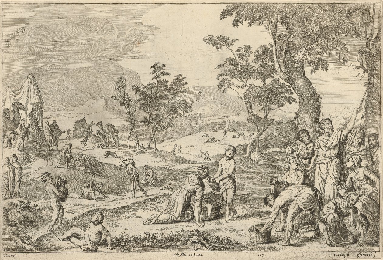 Israelilaiset keräävät mannaa tekijältä After David Teniers the Younger