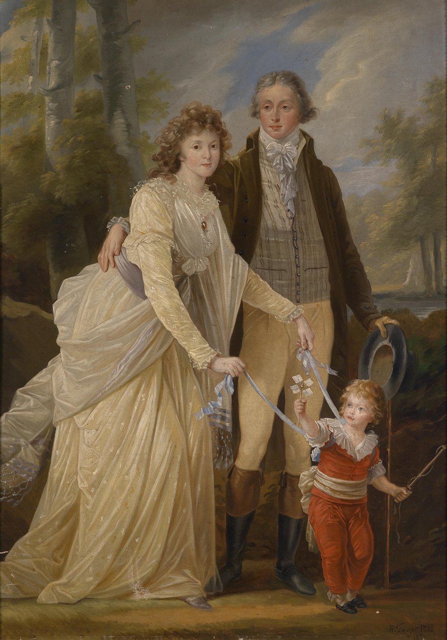 Prinssi Karl von und zu Liechtenstein (1765-1795) ja seinät Gemahlin Maria Anna Josepha, Gräfin von Khevenhüller-Metsch (1770-1849) ja ihmi Sohn Karl (1790-1865) tekijältä After Heinrich Füger