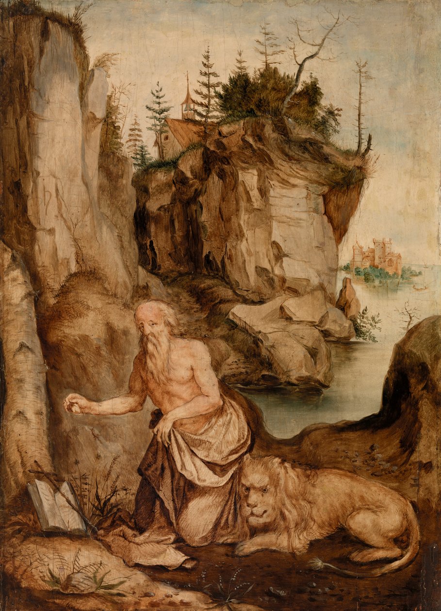 Pyhä Hieronymus ja leijona tekijältä After Albrecht Dürer