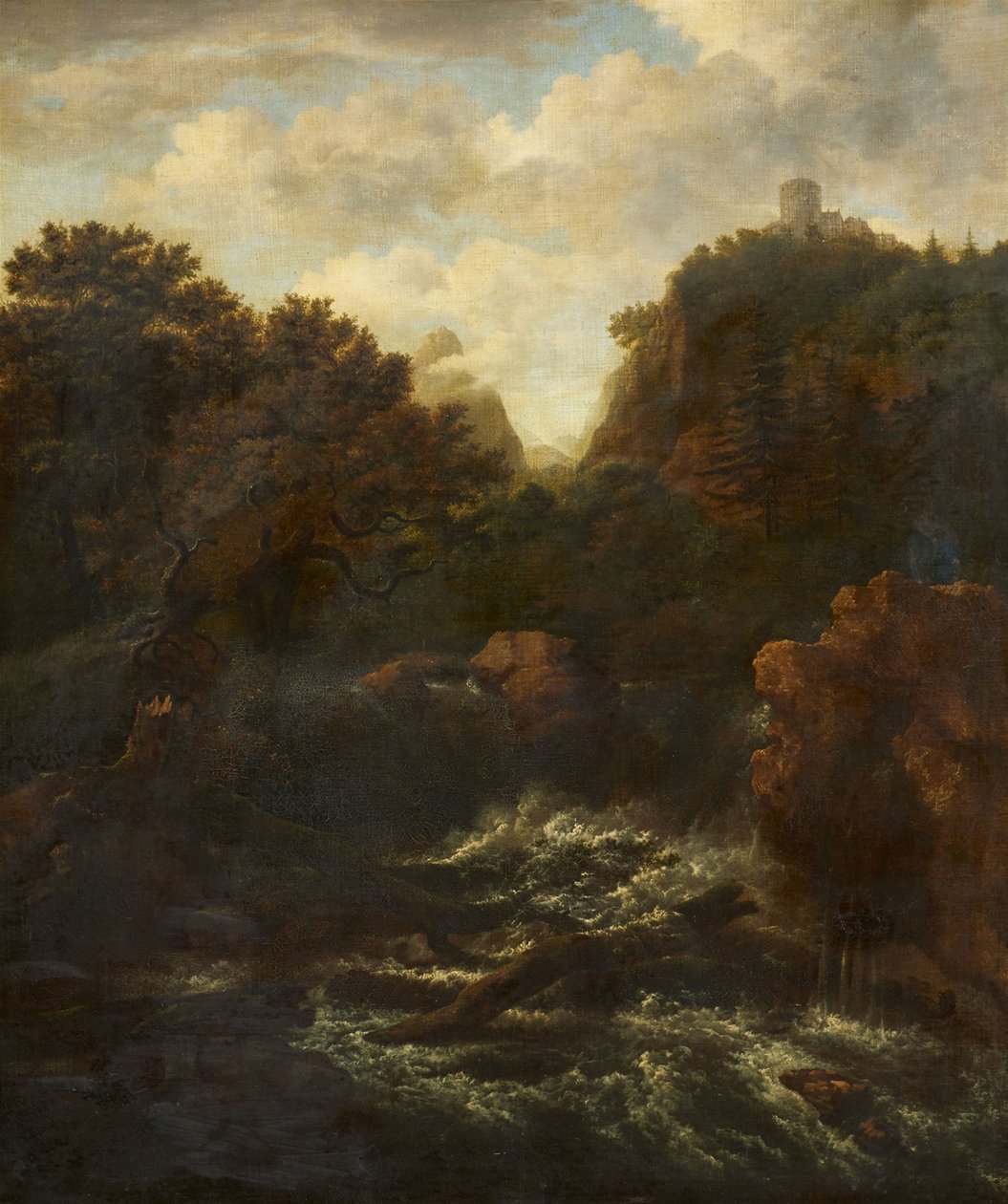 Vuoristomaisema ja vesiputous tekijältä after Jacob van Ruisdael