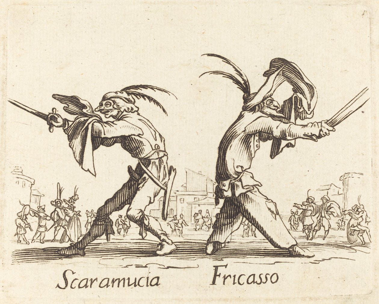 Scaramucia ja Fricasso tekijältä After Jacques Callot
