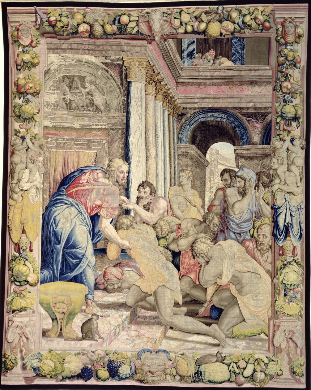 Joosef antaa veljiensä tunnustaa itsensä, Sala dei Dugentosta, 1546-53 (kuvakudos). tekijältä Agnolo and Karcher, Nicholas Bronzino