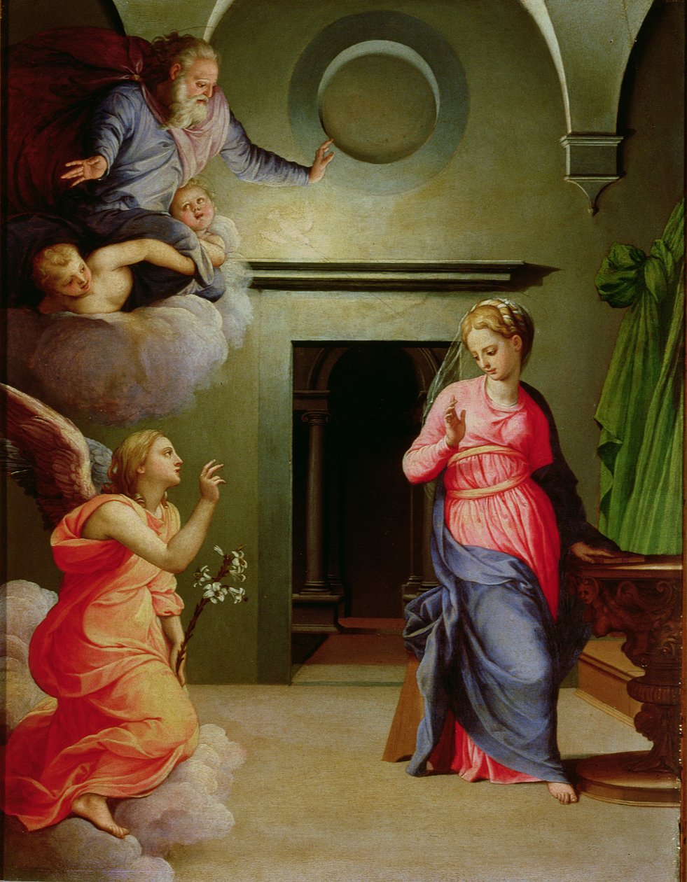 Ilmoitus (tempera paneelissa) tekijältä Agnolo Bronzino