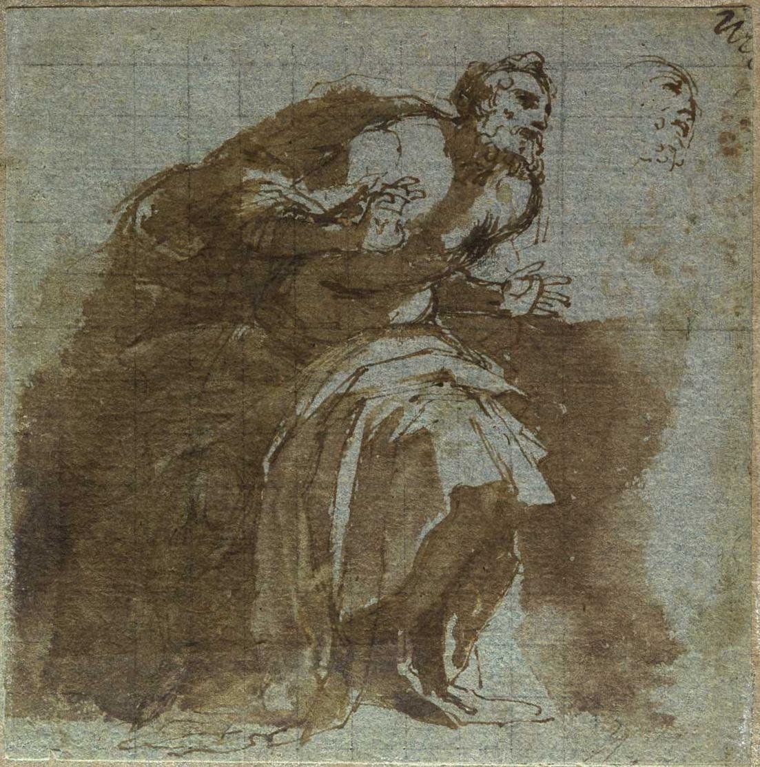 Hämmästynyt seniilinen hahmon yksityiskohta tekijältä Agostino Carracci