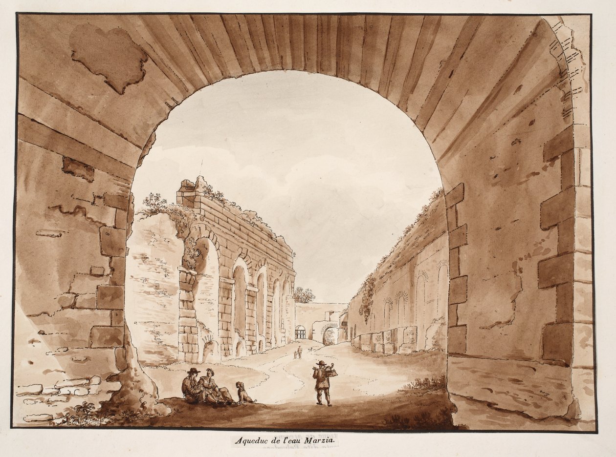 Acqua Marcia, 1833 (etsaus ja ruskea pesu) tekijältä Agostino Tofanelli