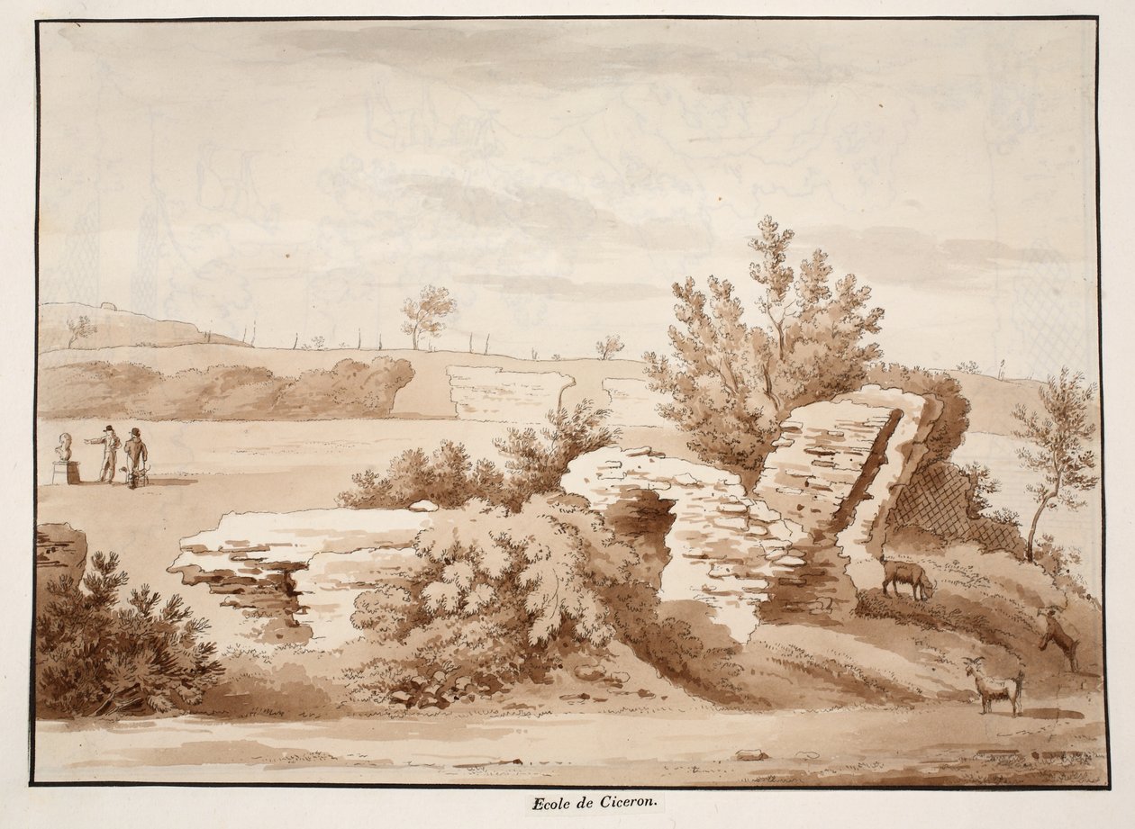 Ciceron koulu, 1833 (etsaus ruskealla pesulla) tekijältä Agostino Tofanelli