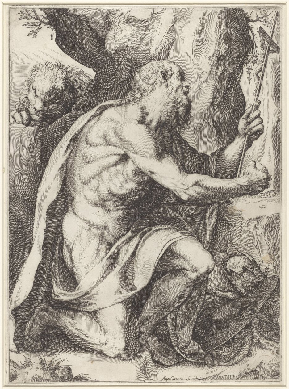 Pyhä Jerome tekijältä Agostino Carracci